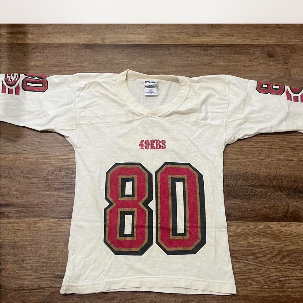 Jerry Rice 80 49ers Pro Player Cream T-Shirt